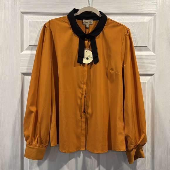 NWT New Lindy Bop Puff Sleeve Bouse Top Size UK 16 XL - Picture 2 of 8